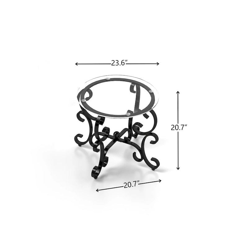 3-Piece Tempered Glass Coffee Table Set with Round Side Tables