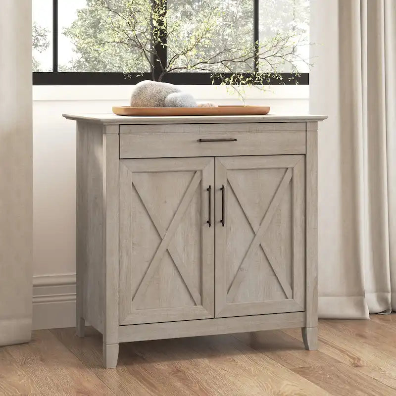 Secretary Desk with Keyboard Tray and Storage Cabinet