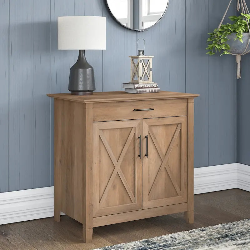 Secretary Desk with Keyboard Tray and Storage Cabinet