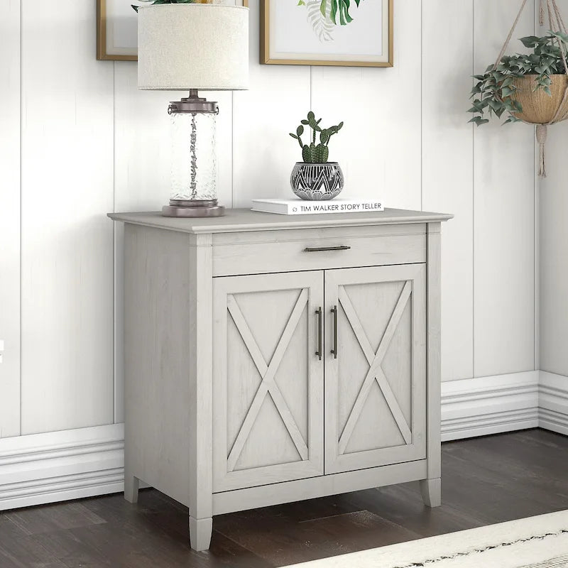 Secretary Desk with Keyboard Tray and Storage Cabinet