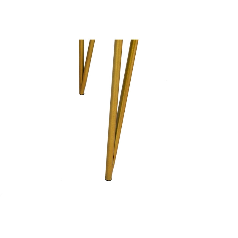 Modern Pine 2-Drawer Desk with Gold Hairpin Legs