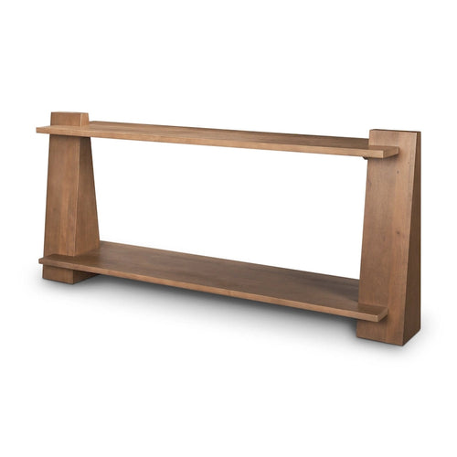67-Inch Brown Solid Mango Wood Console Table with Shelf