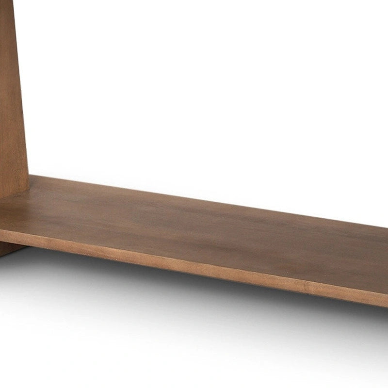 67-Inch Brown Solid Mango Wood Console Table with Shelf
