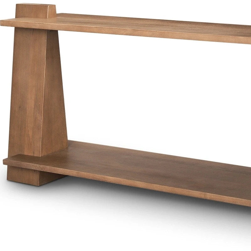 67-Inch Brown Solid Mango Wood Console Table with Shelf