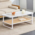 White Farmhouse Coffee Table with Two Open Shelves