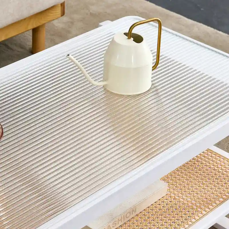 White Farmhouse Coffee Table with Two Open Shelves