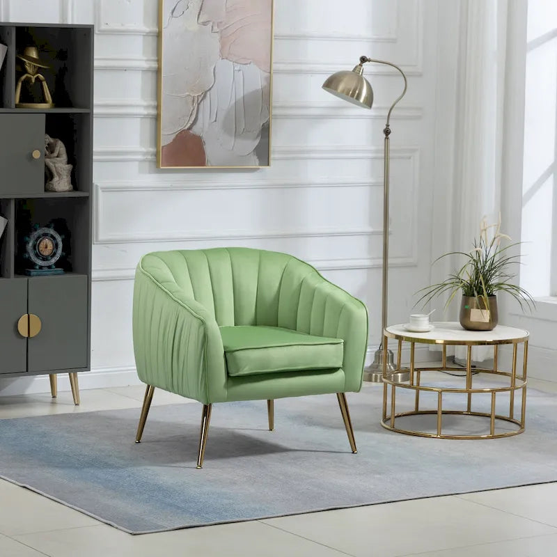 Velvet Tufted Accent Chair and Ottoman Set