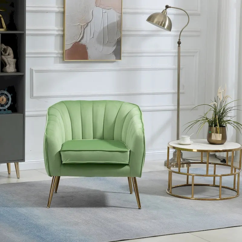 Velvet Tufted Accent Chair and Ottoman Set