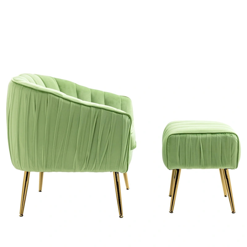 Set di poltrona decorativa in velluto trapuntato e pouf