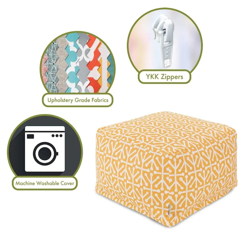 Indoor/Outdoor Ottoman Pouf, 27 x 27 x 17 in