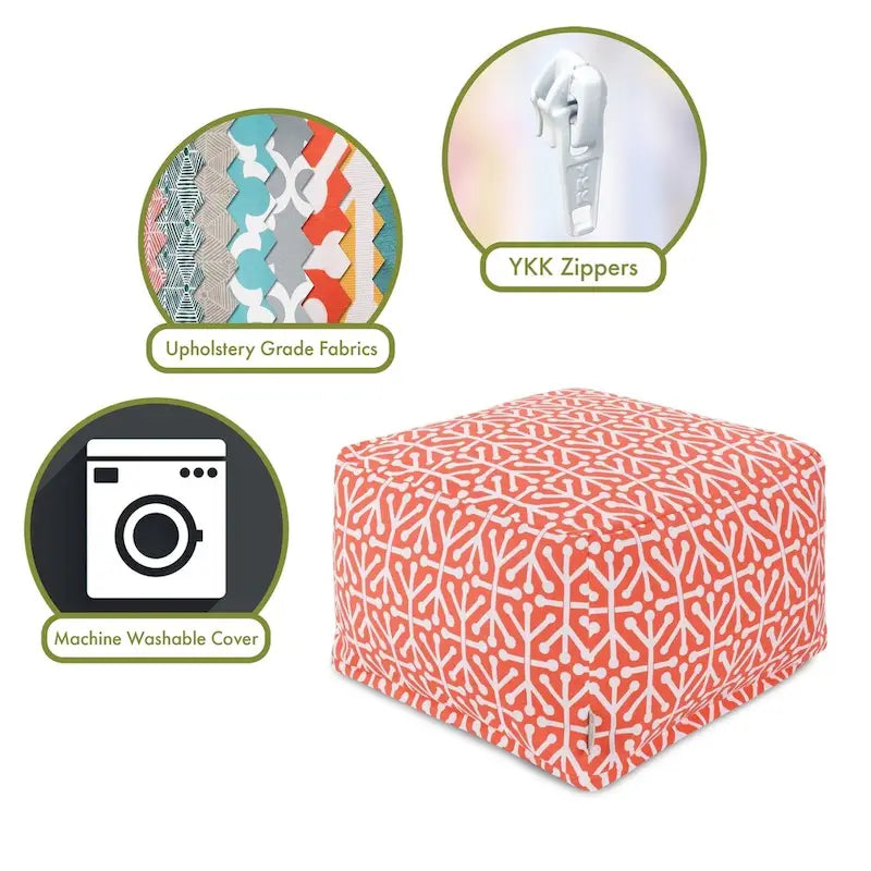 Indoor/Outdoor Ottoman Pouf, 27 x 27 x 17 in