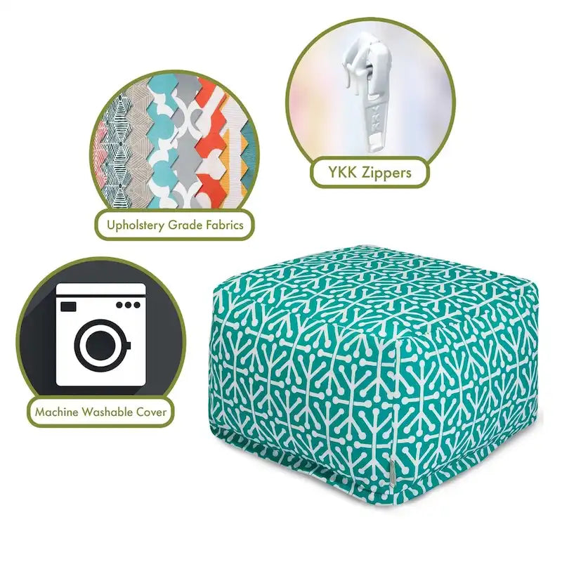 Indoor/Outdoor Ottoman Pouf, 27 x 27 x 17 in