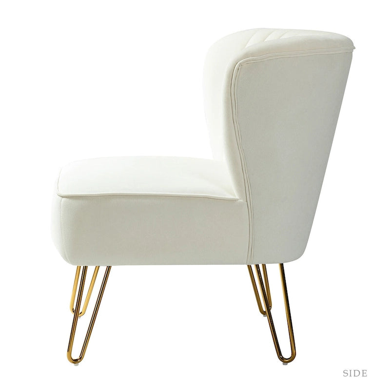 Velvet Tufted Accent Chairs with Gold-Tone Legs, Set of 2