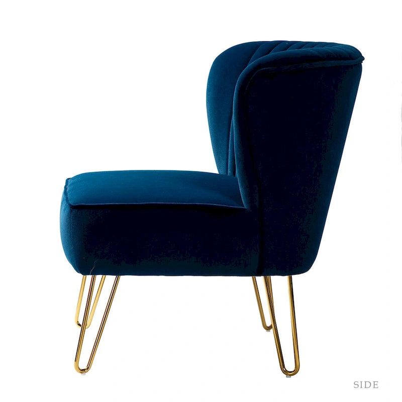 Velvet Tufted Accent Chairs with Gold-Tone Legs, Set of 2