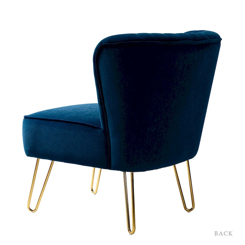 Velvet Tufted Accent Chairs with Gold-Tone Legs, Set of 2