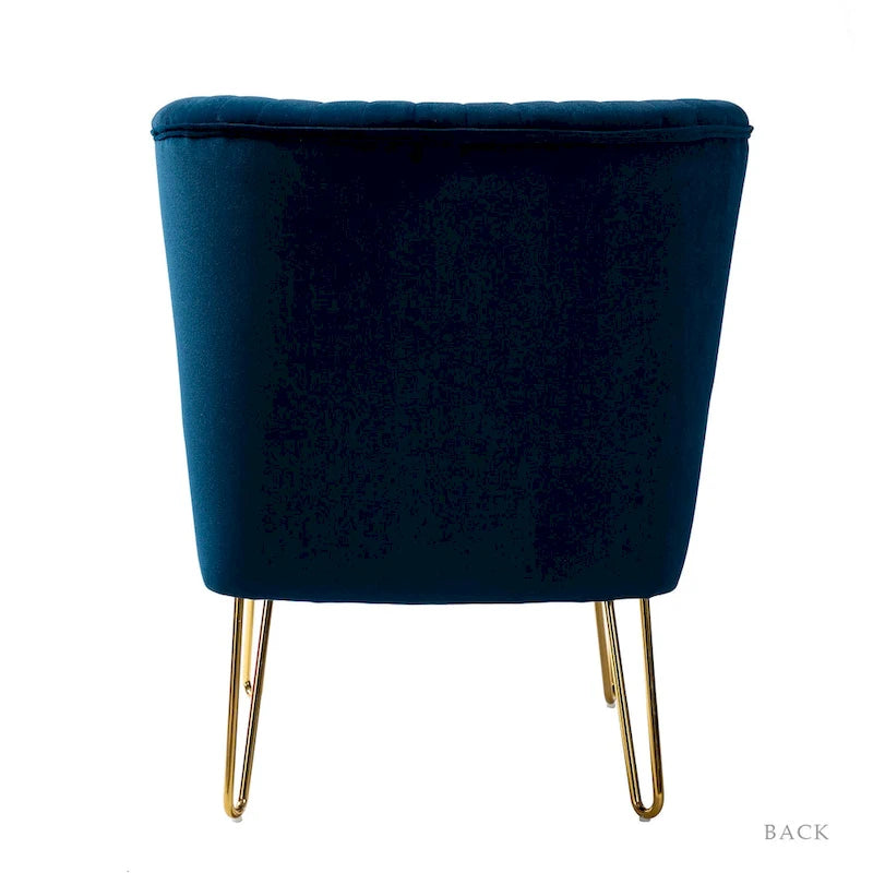 Velvet Tufted Accent Chairs with Gold-Tone Legs, Set of 2