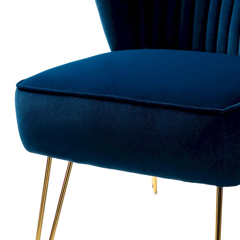 Velvet Tufted Accent Chairs with Gold-Tone Legs, Set of 2