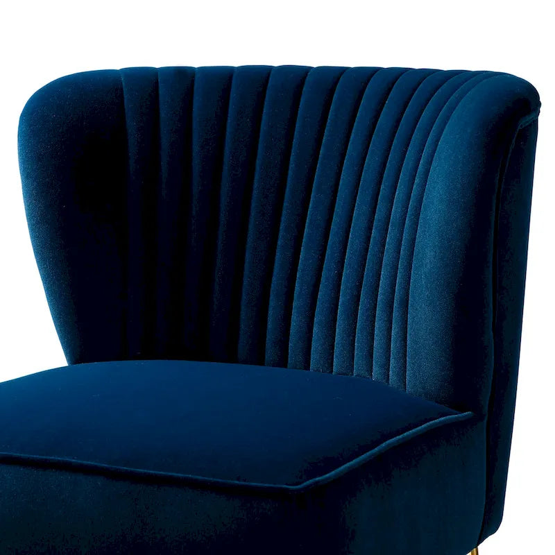 Velvet Tufted Accent Chairs with Gold-Tone Legs, Set of 2