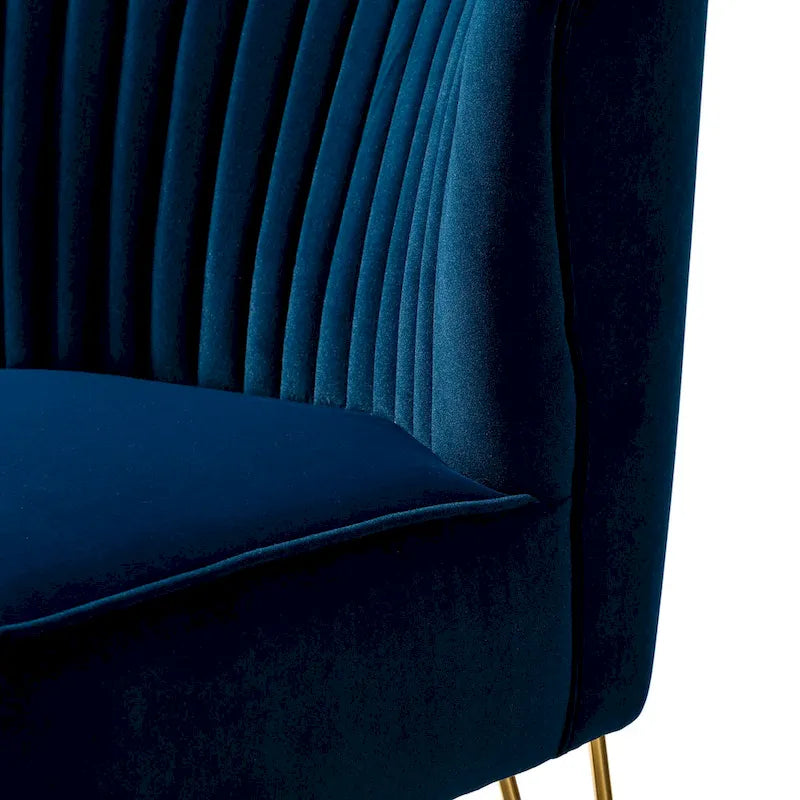 Velvet Tufted Accent Chairs with Gold-Tone Legs, Set of 2