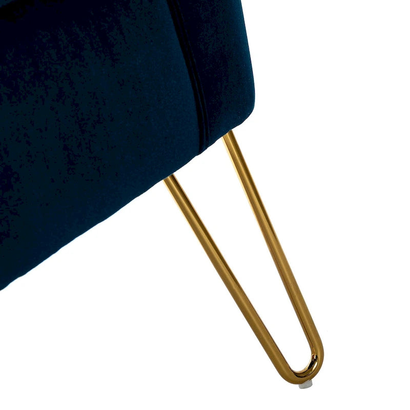 Velvet Tufted Accent Chairs with Gold-Tone Legs, Set of 2