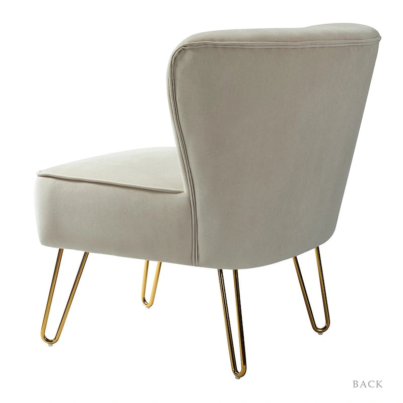 Velvet Tufted Accent Chairs with Gold-Tone Legs, Set of 2