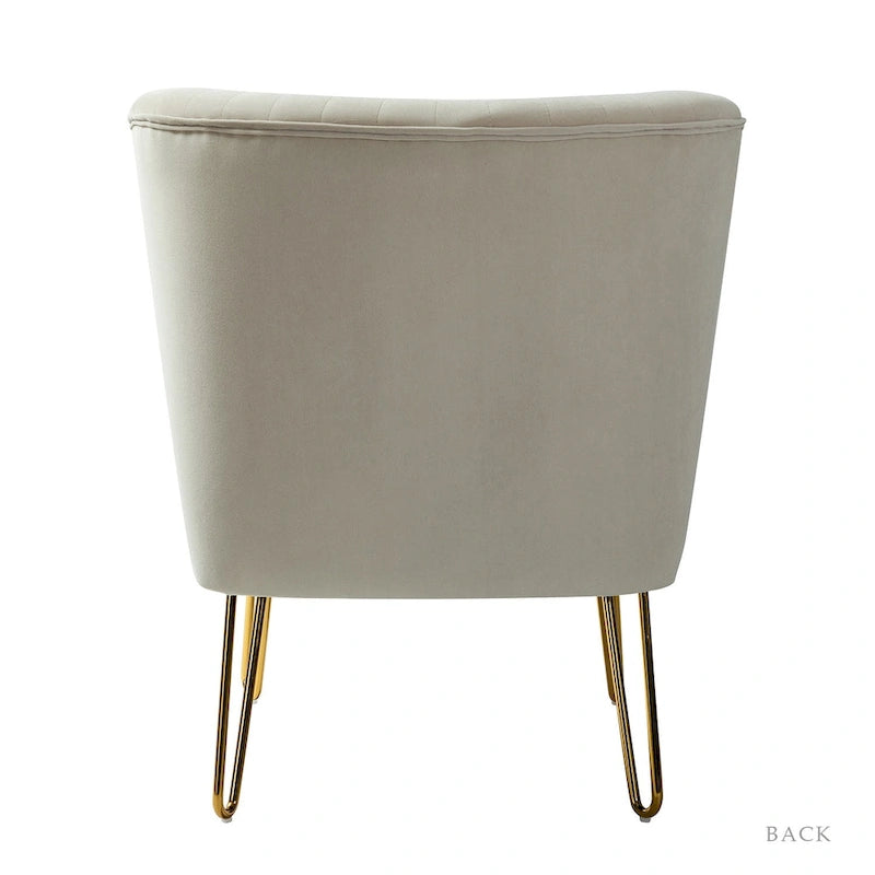 Velvet Tufted Accent Chairs with Gold-Tone Legs, Set of 2