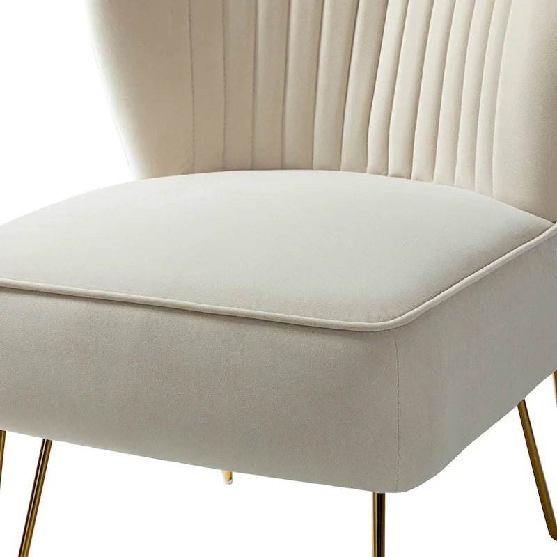 Velvet Tufted Accent Chairs with Gold-Tone Legs, Set of 2