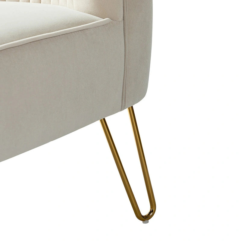 Velvet Tufted Accent Chairs with Gold-Tone Legs, Set of 2