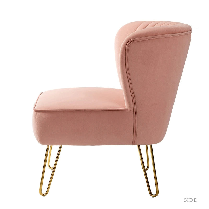 Velvet Tufted Accent Chairs with Gold-Tone Legs, Set of 2