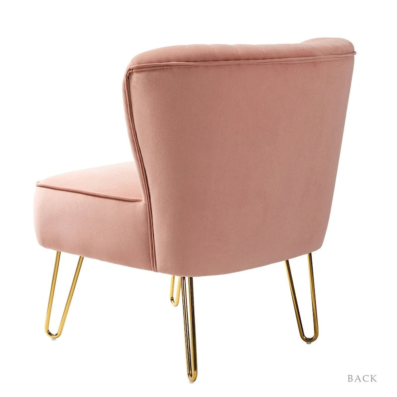 Velvet Tufted Accent Chairs with Gold-Tone Legs, Set of 2