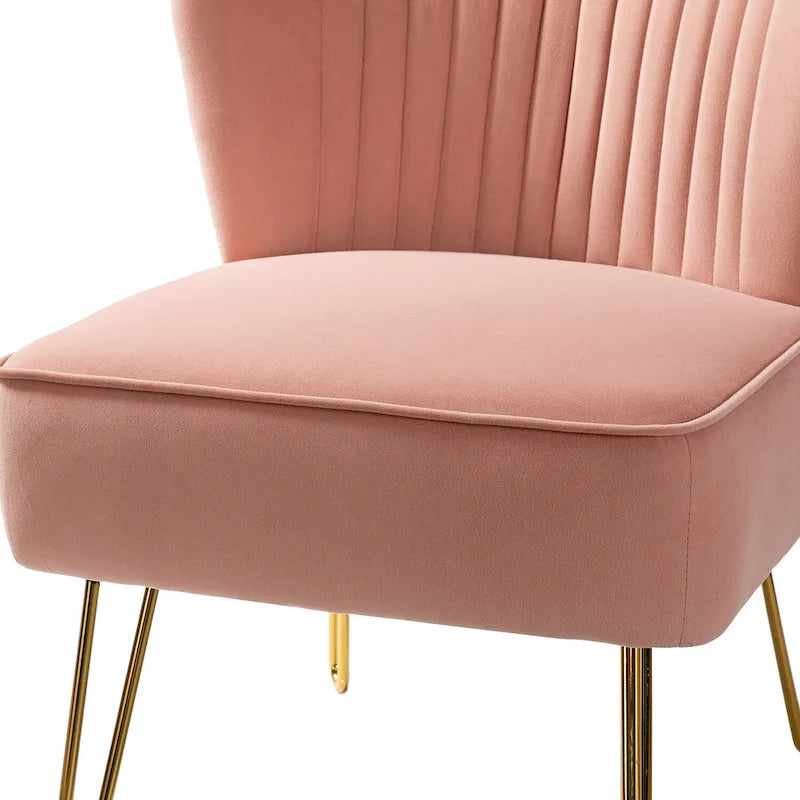 Velvet Tufted Accent Chairs with Gold-Tone Legs, Set of 2