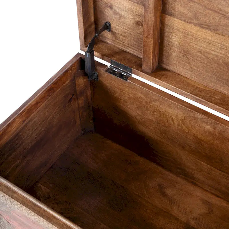 Table basse coffre de rangement avec incrustation en laiton peinte à la main
