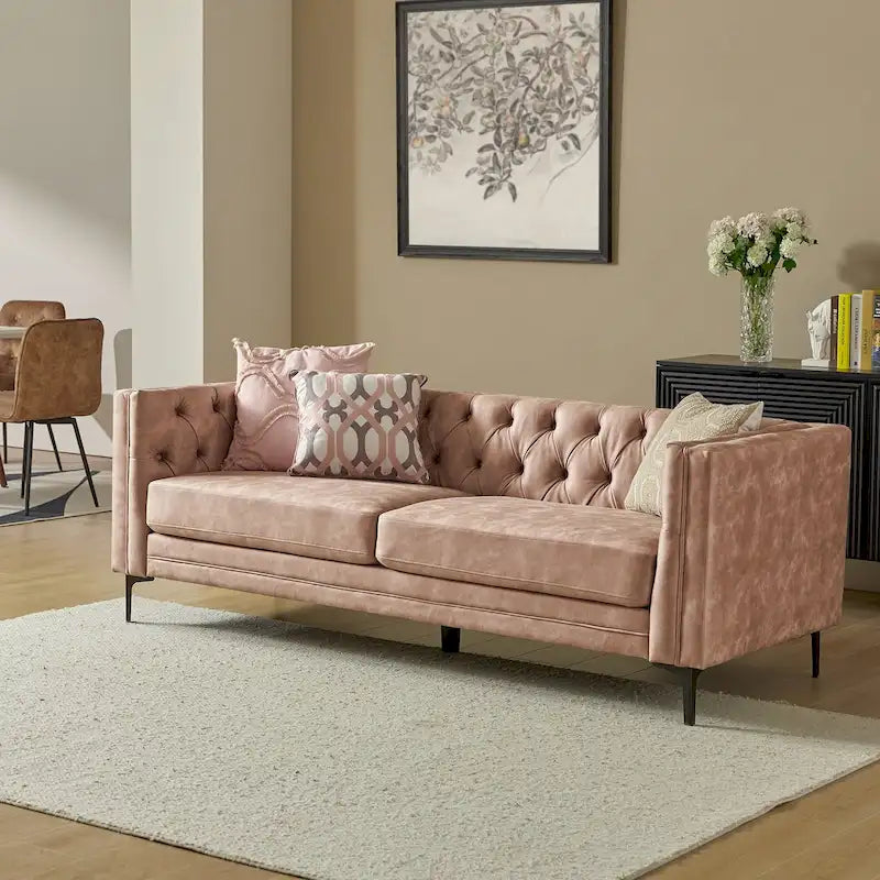 84" Classic Square Arms Sofa with Button-Tufted Back