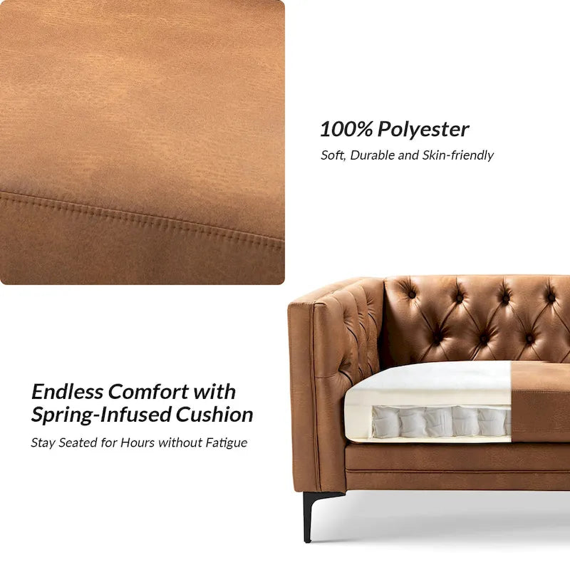 84" Classic Square Arms Sofa with Button-Tufted Back