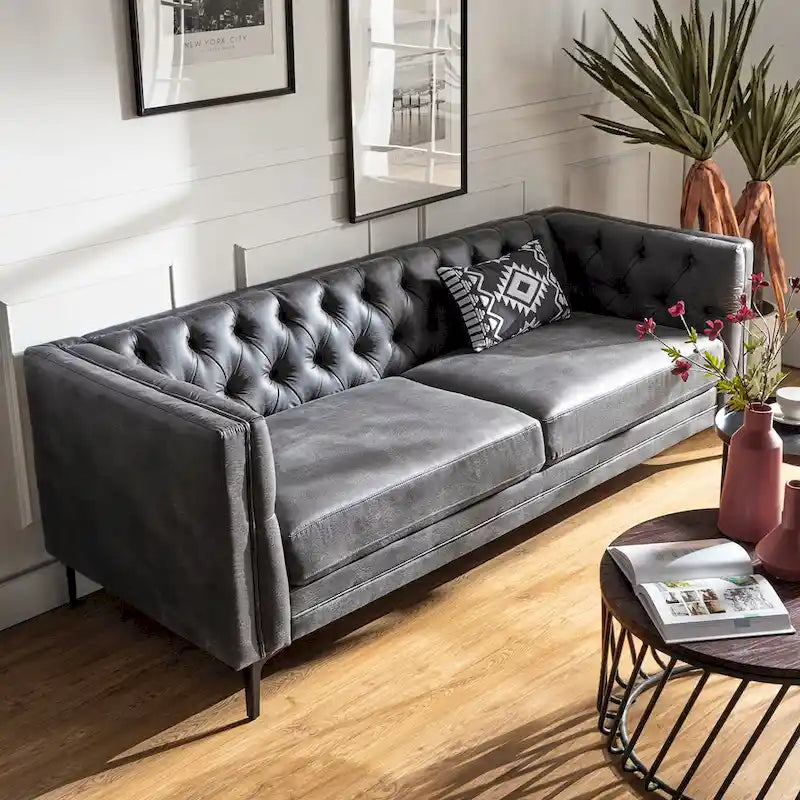 84" Classic Square Arms Sofa with Button-Tufted Back