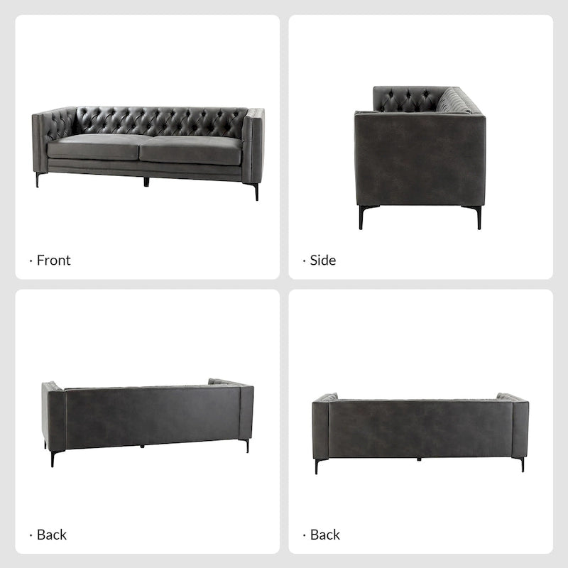 84" Classic Square Arms Sofa with Button-Tufted Back