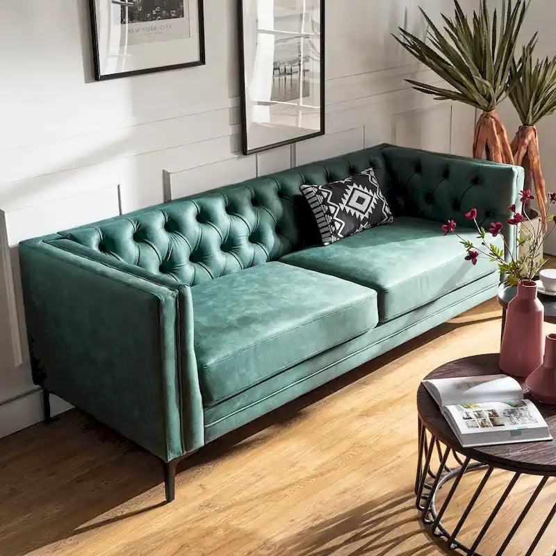 84" Classic Square Arms Sofa with Button-Tufted Back