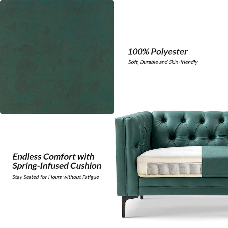84" Classic Square Arms Sofa with Button-Tufted Back