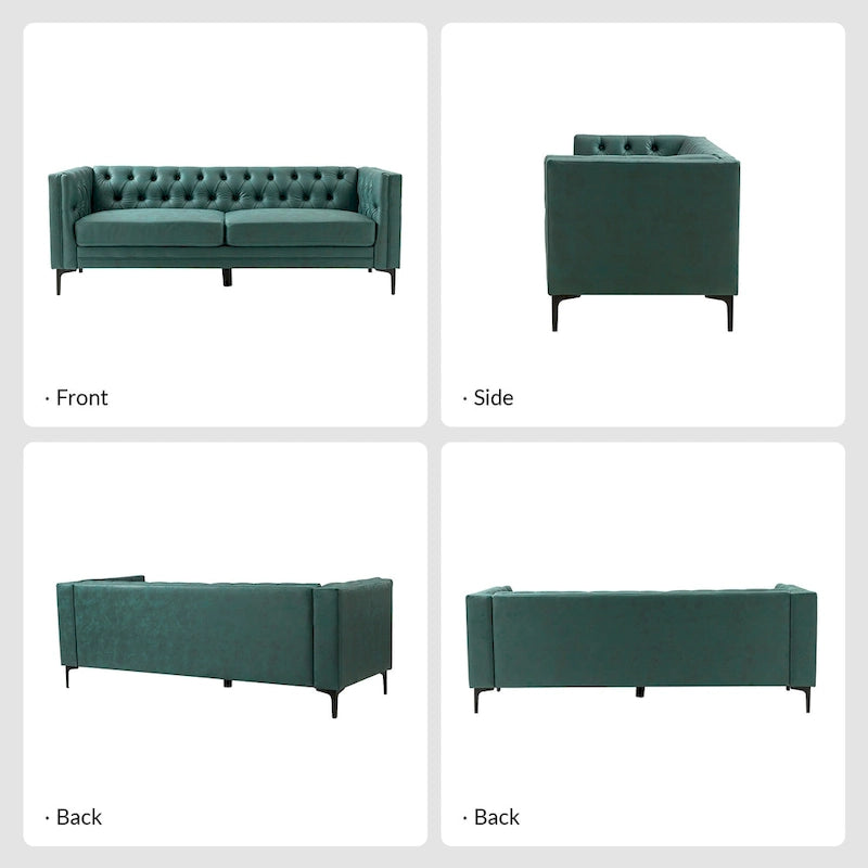 84" Classic Square Arms Sofa with Button-Tufted Back
