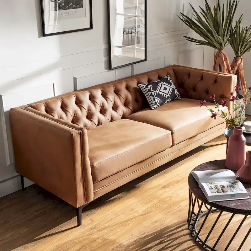 84" Classic Square Arms Sofa with Button-Tufted Back