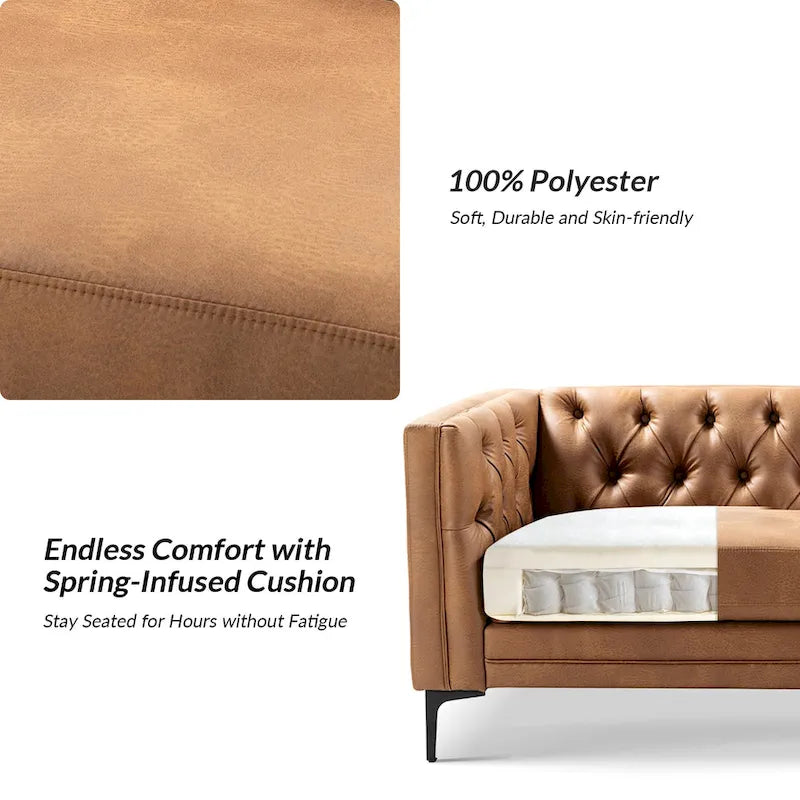 84" Classic Square Arms Sofa with Button-Tufted Back