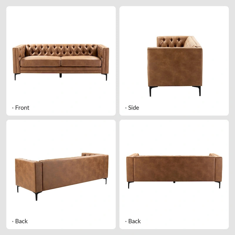 84" Classic Square Arms Sofa with Button-Tufted Back