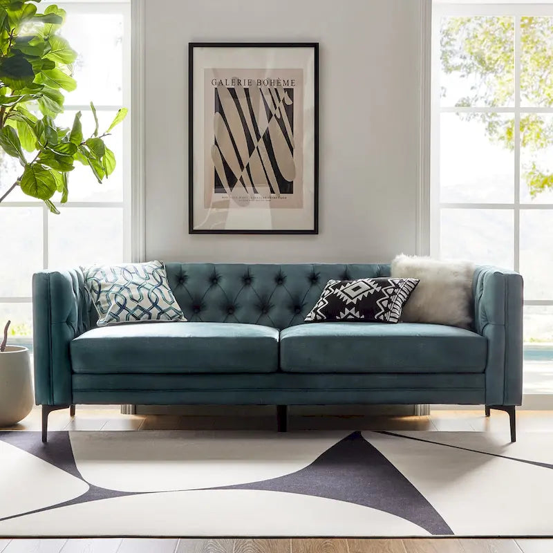 84" Classic Square Arms Sofa with Button-Tufted Back