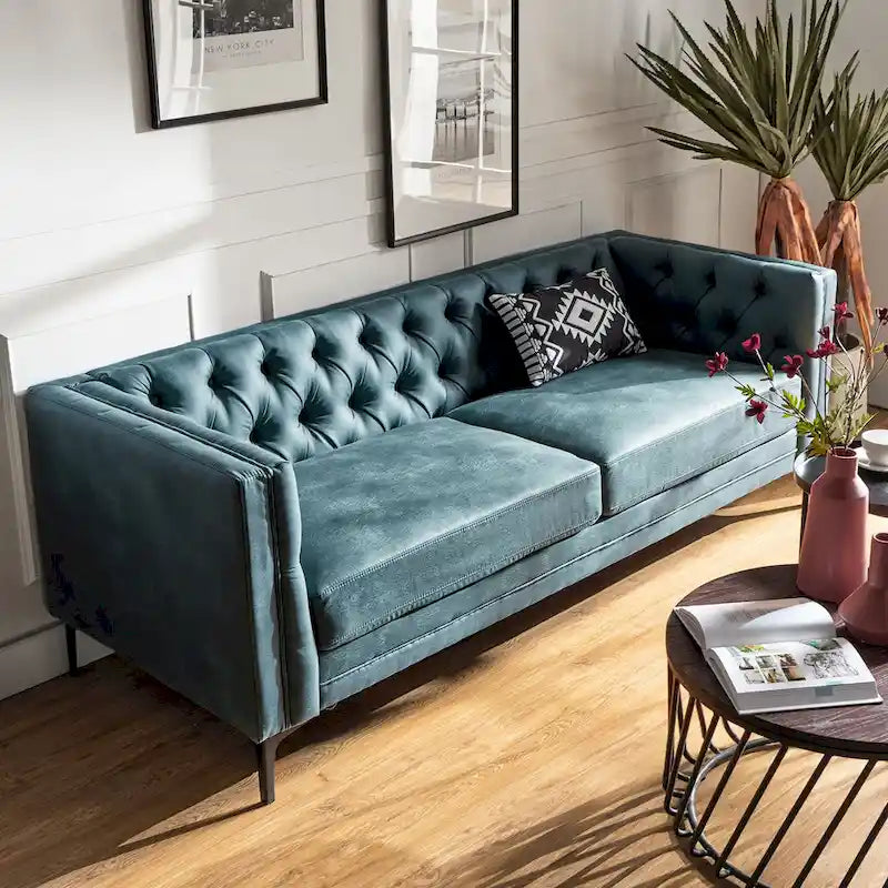 84" Classic Square Arms Sofa with Button-Tufted Back