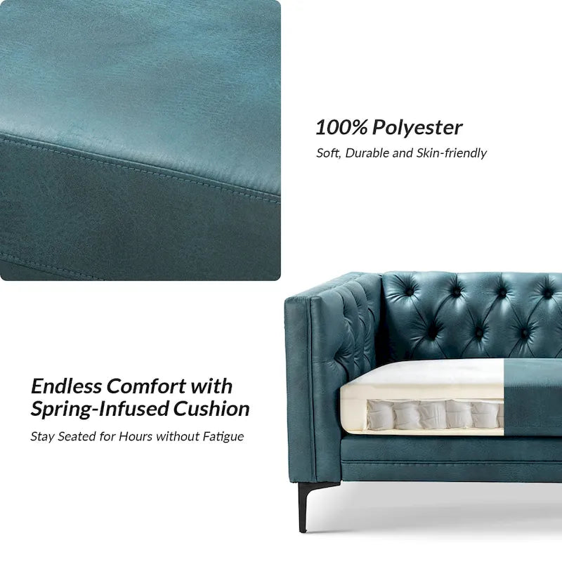 84" Classic Square Arms Sofa with Button-Tufted Back