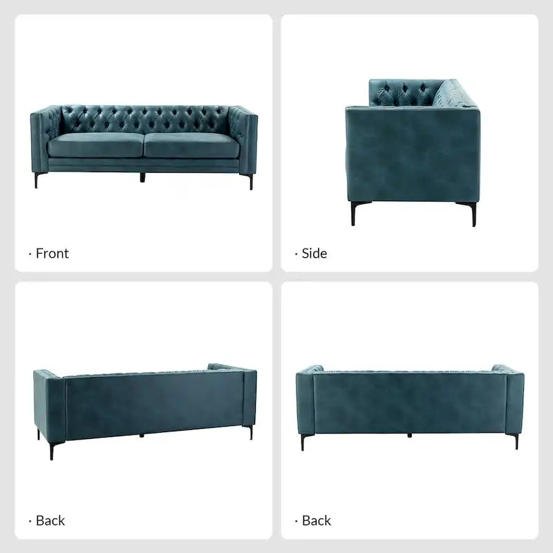 84" Classic Square Arms Sofa with Button-Tufted Back
