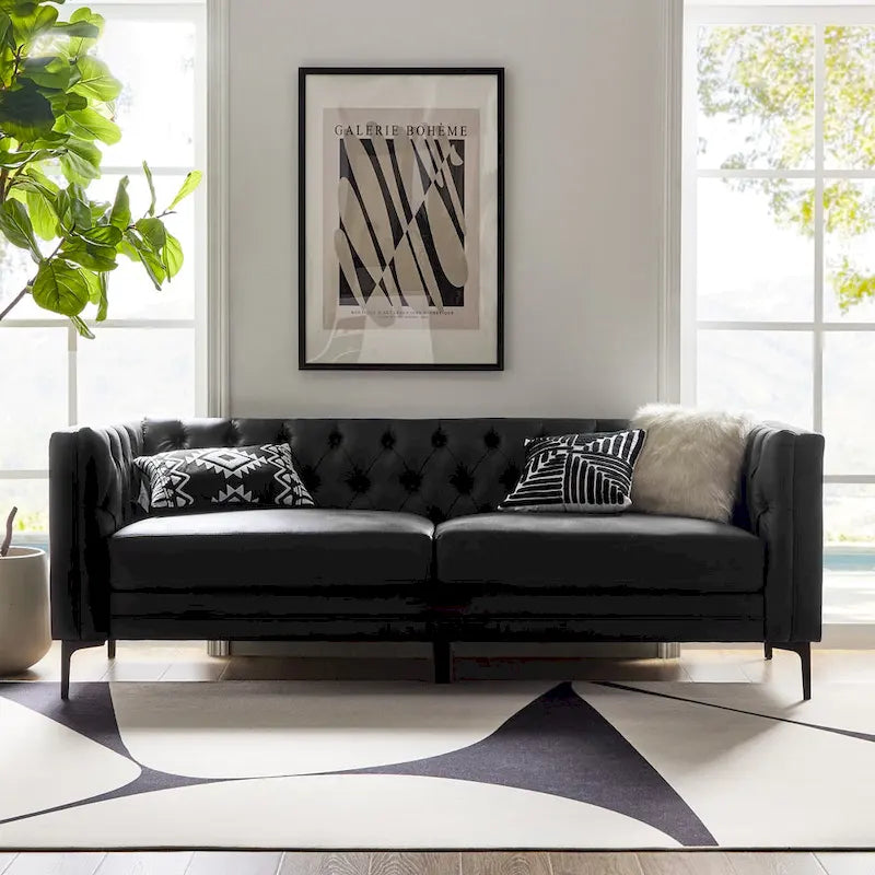 84" Classic Square Arms Sofa with Button-Tufted Back