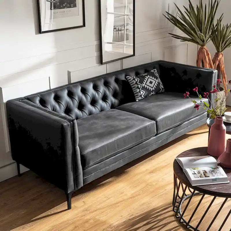 84" Classic Square Arms Sofa with Button-Tufted Back