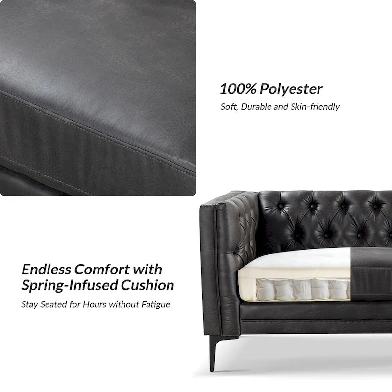 84" Classic Square Arms Sofa with Button-Tufted Back