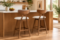 Barhocker aus Stoff und Gummibaumholz im Mid-Century-Stil (2er-Set)